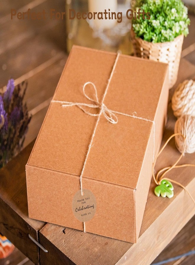 Qulkws 100 Pcs Thank You Gift Tags with String, Round Calligraphy Thank You Tag, 1.2 inch Brown Round Gifts Tags with 22 Yard String, Brown Paper Gifts Tag for Gift Wrap DIY Arts Wedding Parties - Image 4